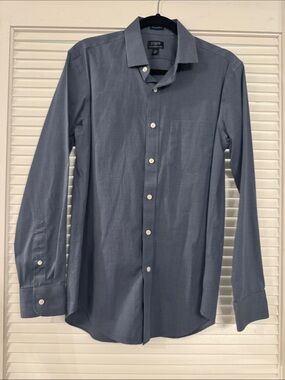 J. Crew Men’s Blue Micro-Check Button-Up Dress Shirt